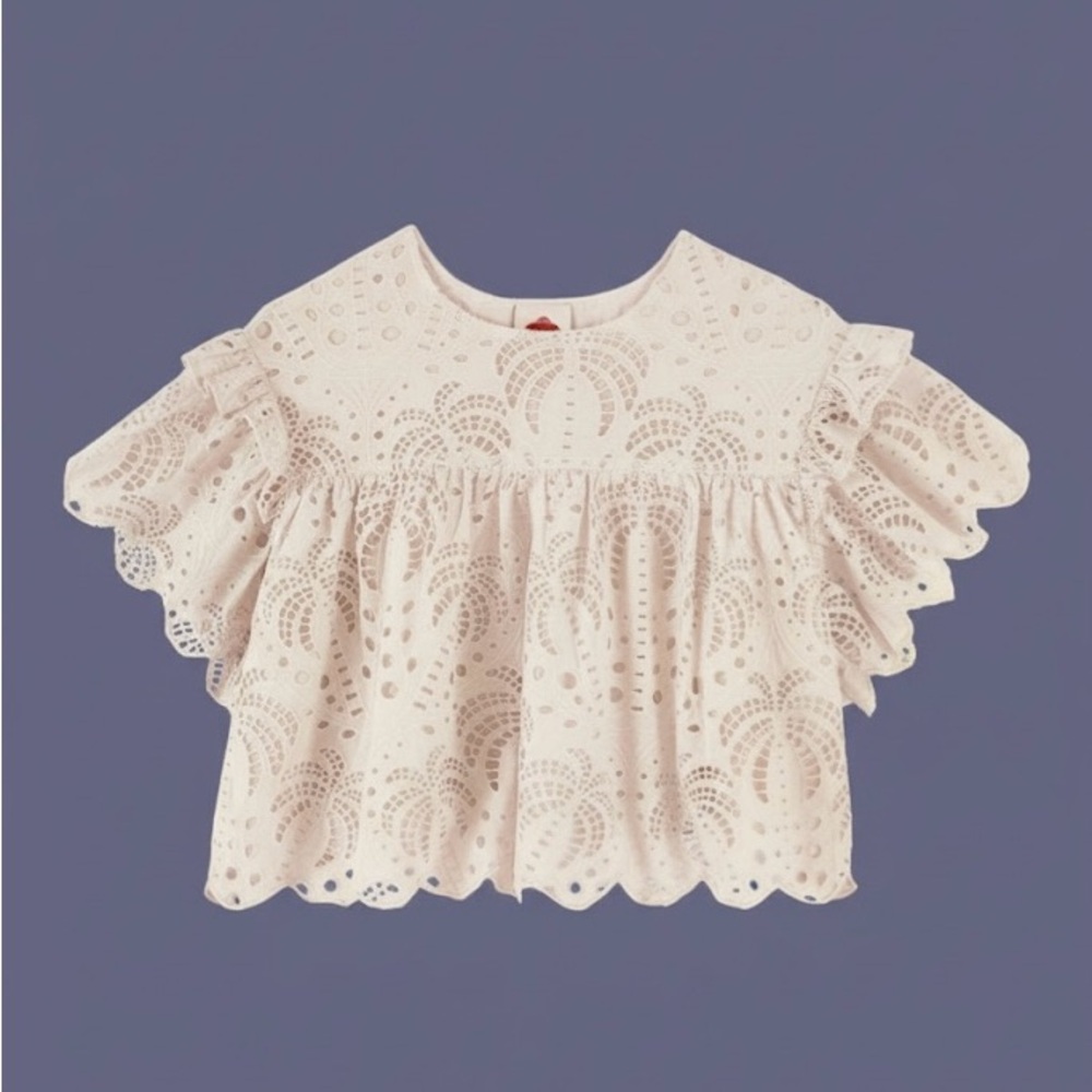 FARM Rio Off-White Palm Tree Richilier Blouse